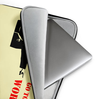  Go To Work neoprene laptop sleeve open to show faux fur interior lining and padded zipper detail