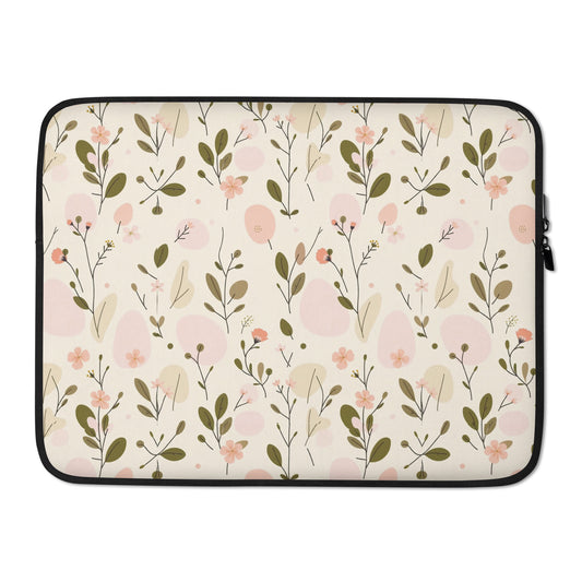Neoprene laptop sleeve with Soft Bloom all-over floral pattern — Made With Love by MWL