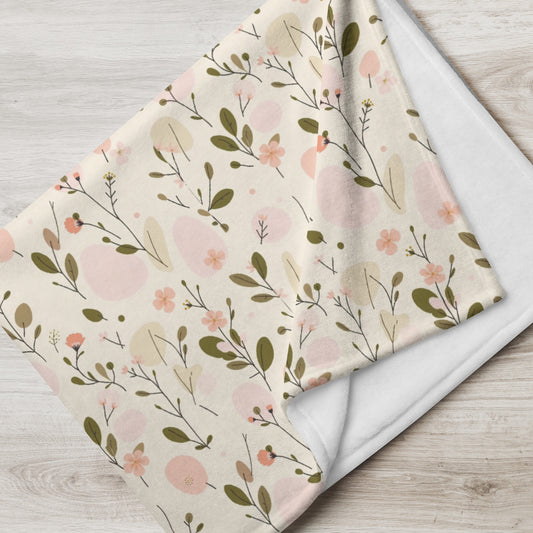 Soft silk-touch throw blanket with Soft Bloom all-over floral design — Made With Love by MWL