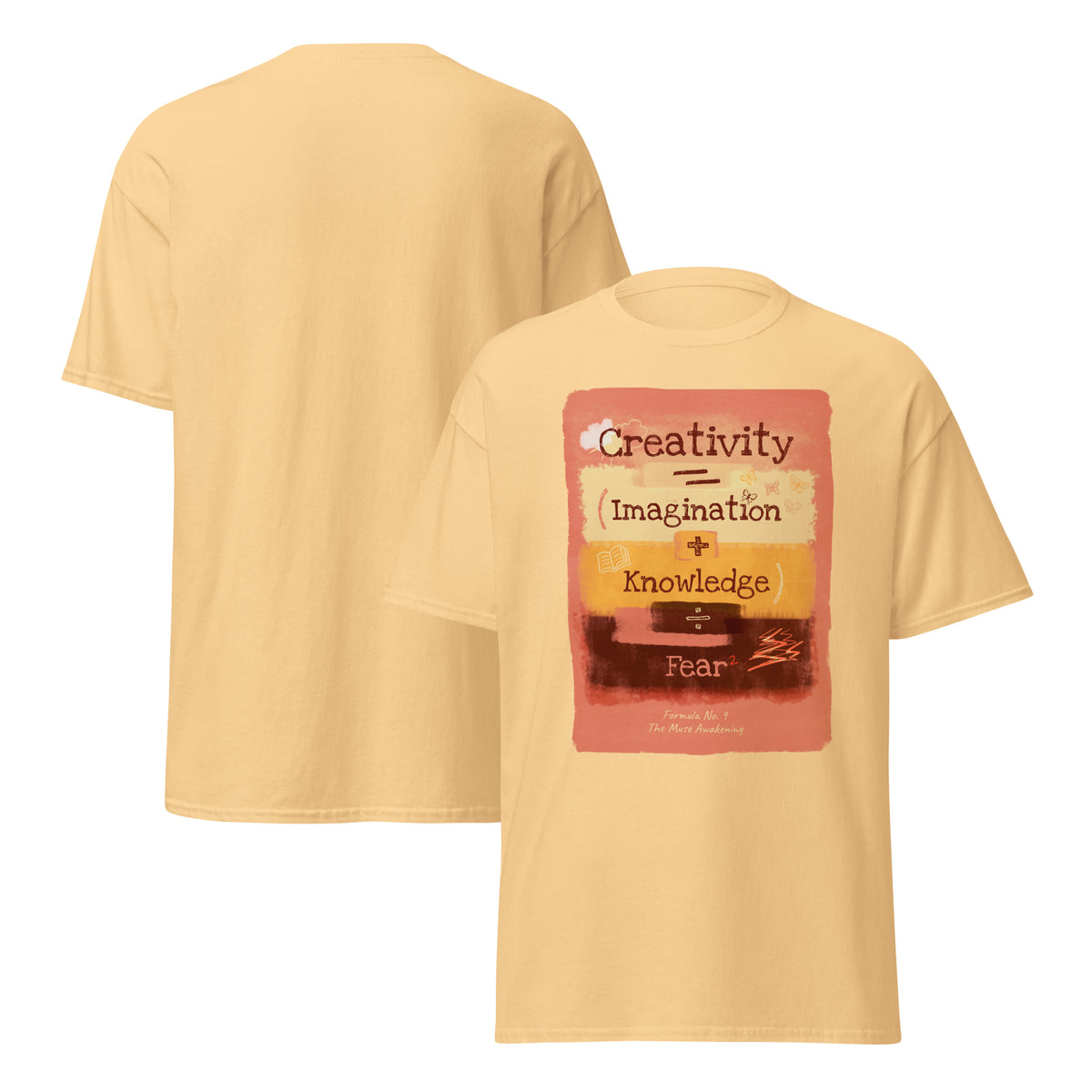 Formula No. 9 Creativity classic tee in Yellow Haze, front and plain back