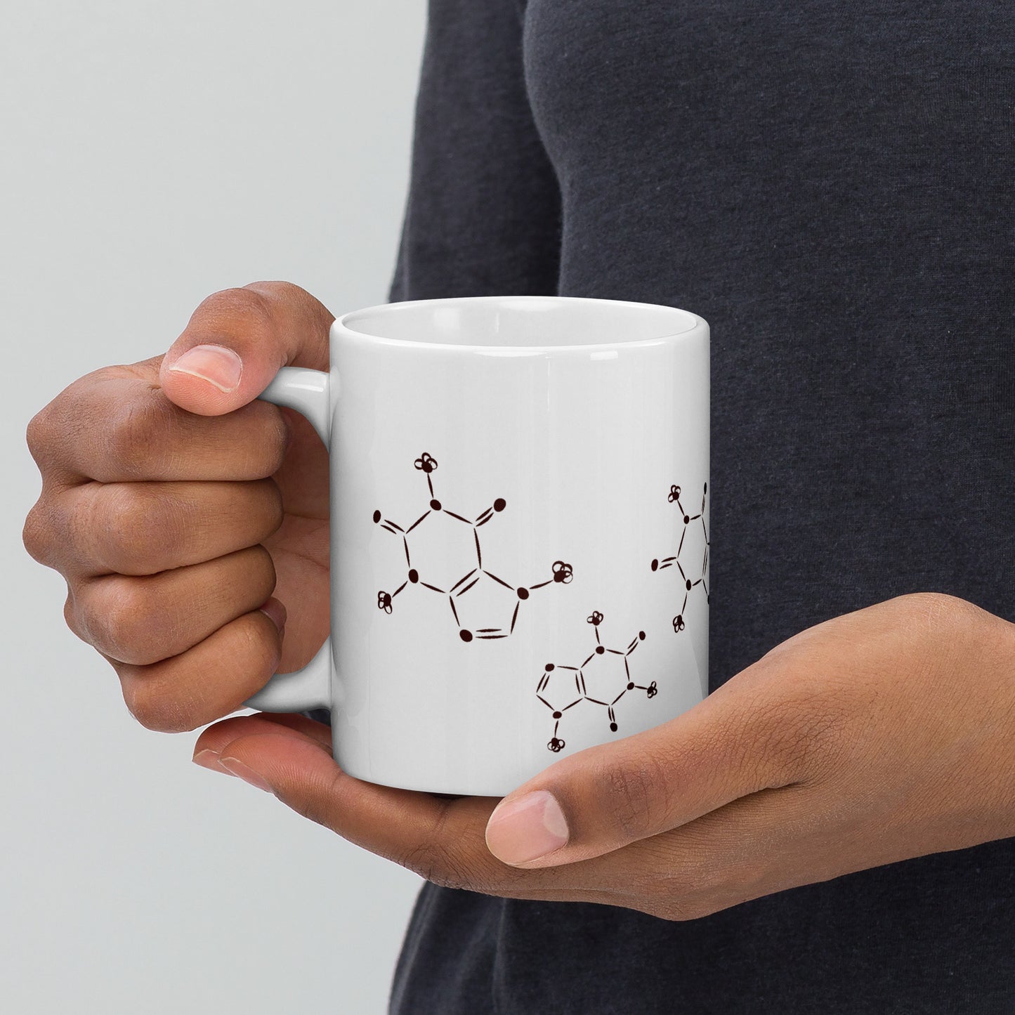 MWL Addicted to Coffee white mug — science art ceramic mug for coffee addicts
