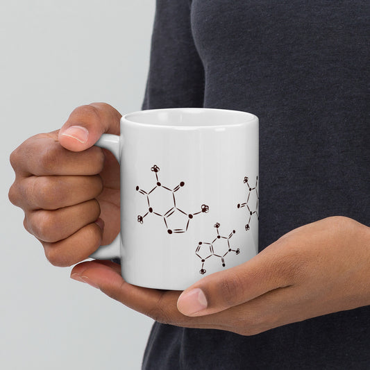 MWL Addicted to Coffee white mug — science art ceramic mug for coffee addicts